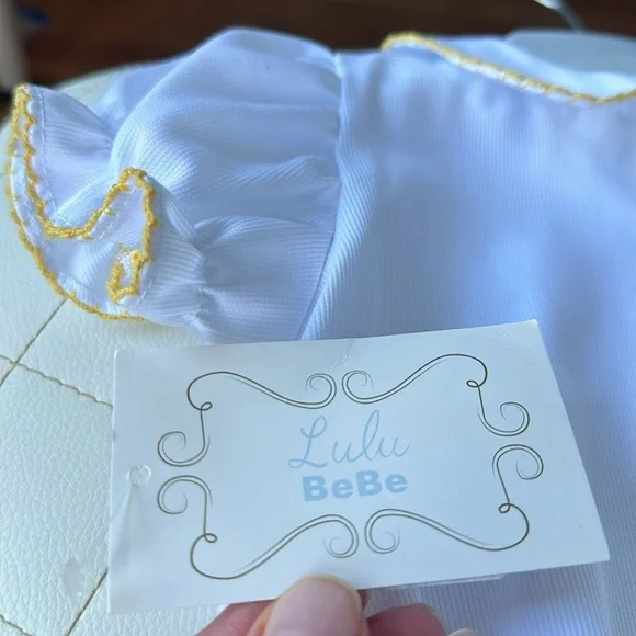 White Lulu BeBe onesie with embroidered duck detail 6mo - Picture 5 of 7